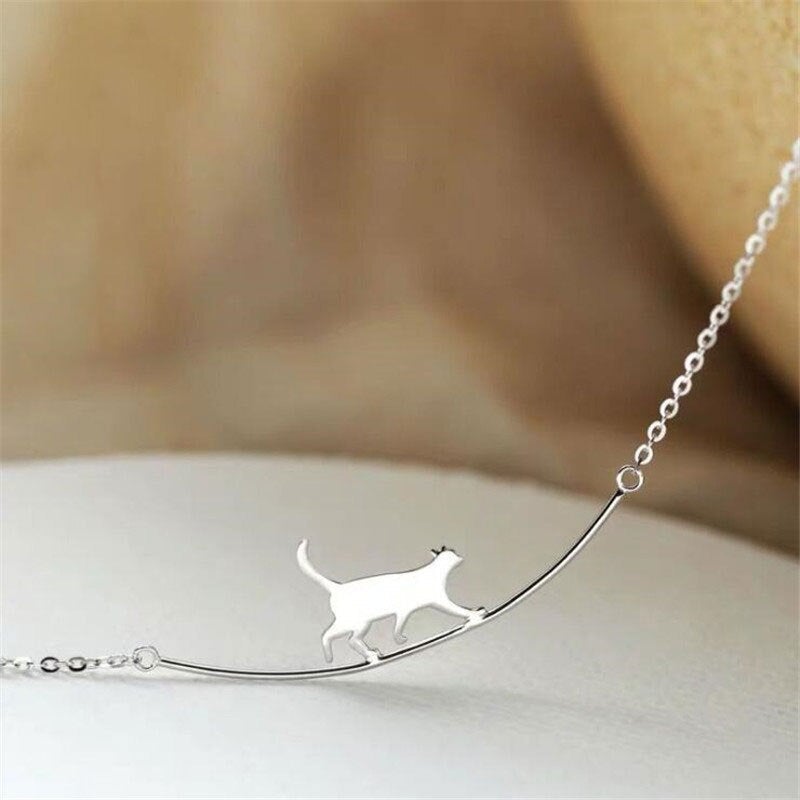 Collana con Gatto Rampicante in Argento