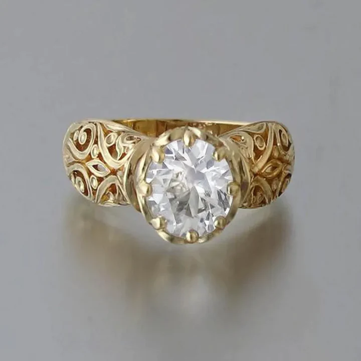 Anello di cristallo bianco dorato