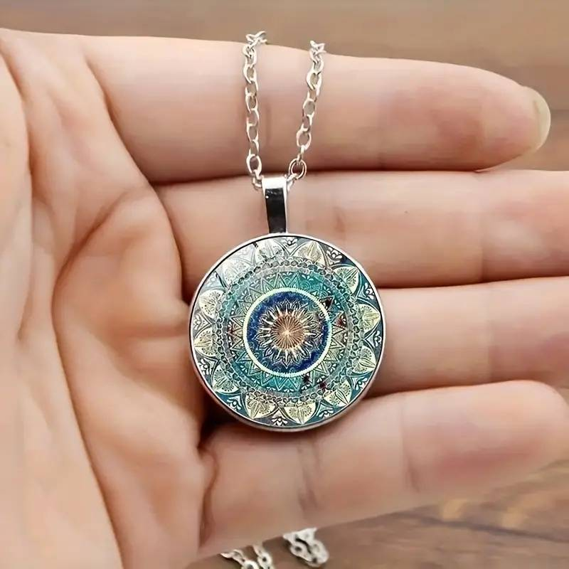 Collana Mandala blu rotonda